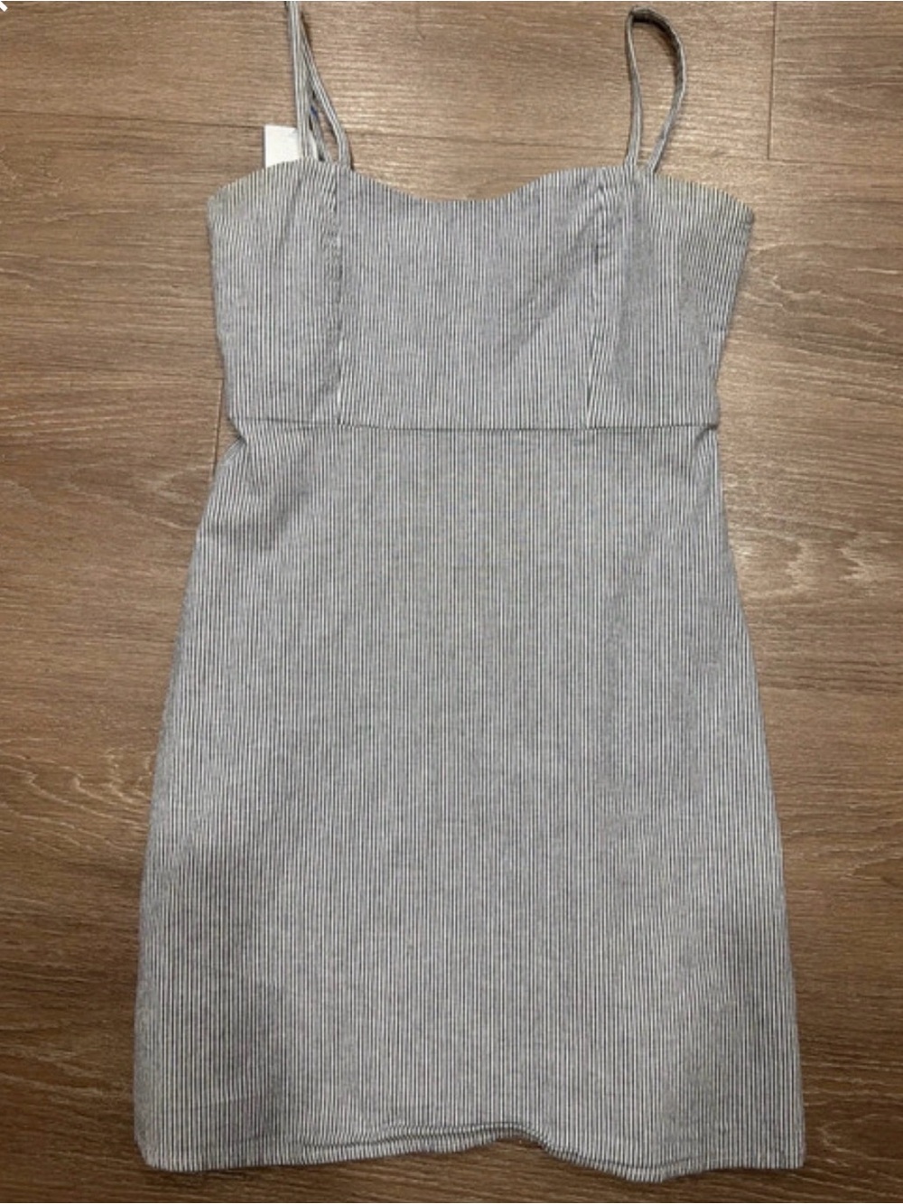 Brandy Melville Blue & White Pinstripe Spaghetti-Strap Mini Dress